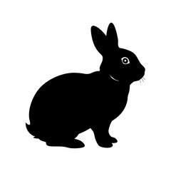 Adorable Black Silhouette of a Netherlands Dwarf Rabbit A Charming Pet Portrait