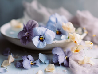 pansies floral decor soft ethereal dreamy flowers wedding home spa decor tranquil purple aesthetic