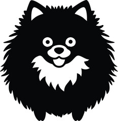 Adorable Black Pomeranian Dog Illustration Fluffy Fur, Big Eyes, Happy Smile