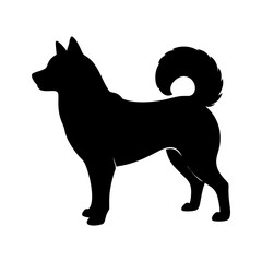 Majestic Shiba Inu Silhouette A Proud Canine Profile, Elegant Dog Breed Illustration