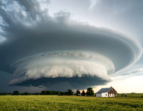 Dramatic storm over a field