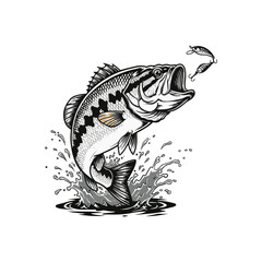 Largemouth Bass Striking a Fishing Lure in a Splash of Water