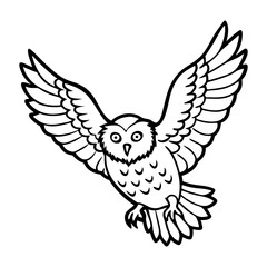 Majestic Snowy Owl in Flight A Line Art Illustration of a Powerful Bird Soaring Through the Winter Sky