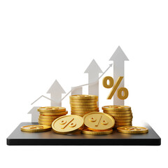 Finance Profit Investment Concept With Percentage Symbol On Transparent Background


