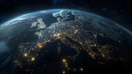 Obraz premium Europe At Night From Space