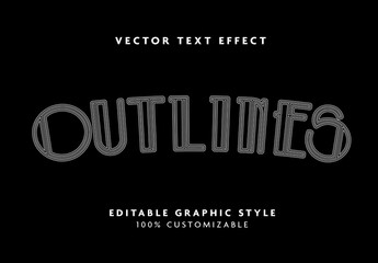 White Outline Font Bold Linear Geometric Artistic Text Effect