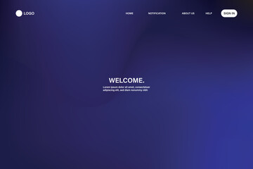  Minimalist website landing page with a sleek blue gradient background, central welcome message, and top navigation bar ideal for tech, startups, or digital portfolios.