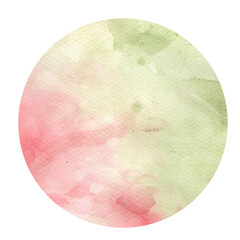  Blended green and pink watercolor circle with organic texture. Use in nature-inspired branding, botanical-themed designs, or minimal soft artwork.