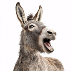Smiling Donkey with Funny Animal Expression in Pastoral Scene - Close-Up Photography