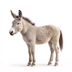 Fototapeta premium Charming Young Donkey Standing in Countryside Pasture - Cute Farm Pet and Companion