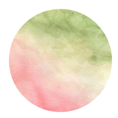  Blended green and pink watercolor circle with organic texture. Use in nature-inspired branding, botanical-themed designs, or minimal soft artwork.