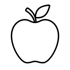 Apple icon. Black silhouette apple isolated on white background. Shape fruit. Symbol of health nutrition. Outline pictogram. Simple object. Nutritious sweet taste. Logo for diet. Vector illustration