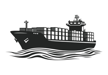 Global cargo ship vector and maritime freight vessel icon for transport and logistics