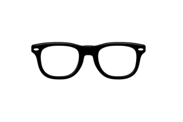 glasses icon flat reading theme minimal design black silhouette vector isolated on transparent background