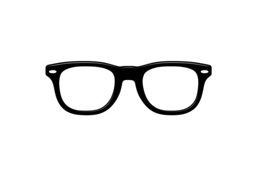 glasses icon flat reading theme minimal design black silhouette vector isolated on transparent background - Powered by Adobe