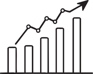 Business graph with arrow showing financial market growth and profit