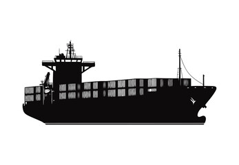 Global cargo ship vector and maritime freight vessel icon for transport and logistics