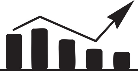 A vibrant 3D business graph with an upward arrow symbolizes financial growth and market success