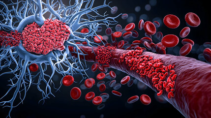 Fototapeta premium Illustration Of Neuron Damage And Blood Vessel Disruption