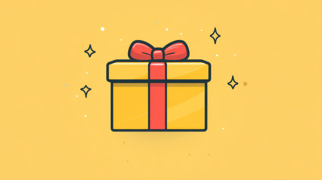 Vector icon representing a client appreciation gift box, featuring an editable stroke for customization