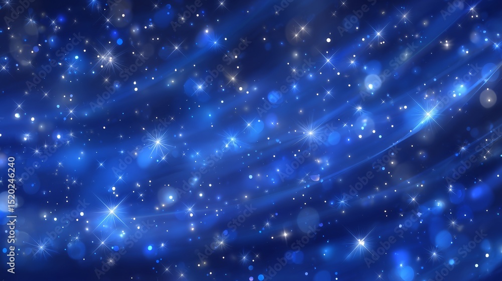 Wall mural the background is a bright blue glitter abstract, created using 3d rendering and blurred for effect