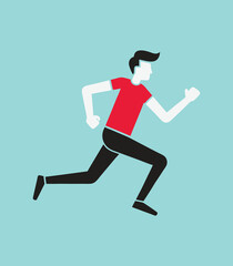 Silhouette of a business person running on the road, an athlete in action