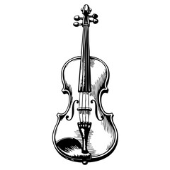 Fototapeta premium Vintage violin illustration in detailed line art style 