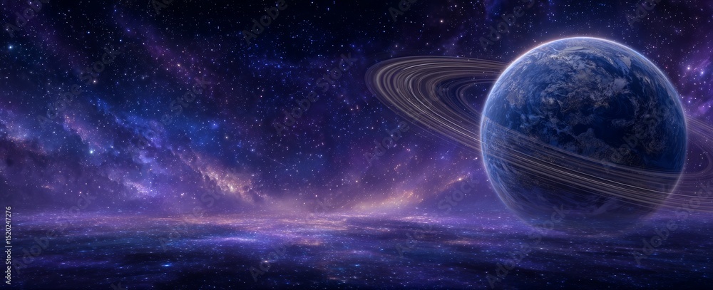 Poster a black hole positioned over a star field in outer space forms the shape of the letter o, surrounded