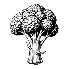 Vintage sketch of broccoli on a white background concept of vintage sketch  