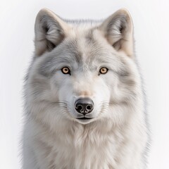 Obraz premium Majestic White Wolf Portrait. Realistic Wild Canine in Arctic Wilderness