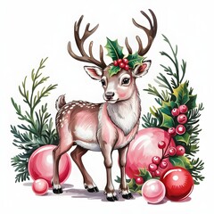 christmas reindeer and santa claus