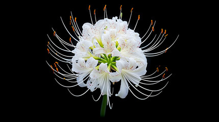 Close Up Of Vivid White Flower Against Black Background