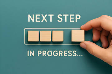 Next step in progress wooden blocks concept