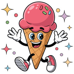 Ice Cream Cartoon vector, funny vector art, clipart