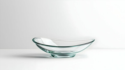 Clear Oval Glass Serving Bowl With Subtle Green Tint