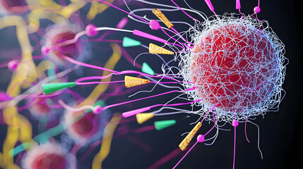 Abstract Colorful Cell Model Illustration