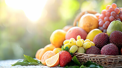 Colorful Fruits In Basket Under Sunlight