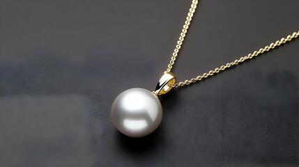 Elegant Gold Necklace with Grey Pearl Pendant