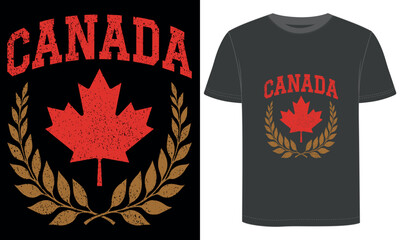 Canada Laurel Wreath T Shirt, Vintage Maple Leaf Patriotic Heritage Graphic T Shirt Design