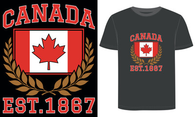 Canada Maple Leaf T Shirt  EST.1867, Patriotic Canadian Flag Design for Canada Day