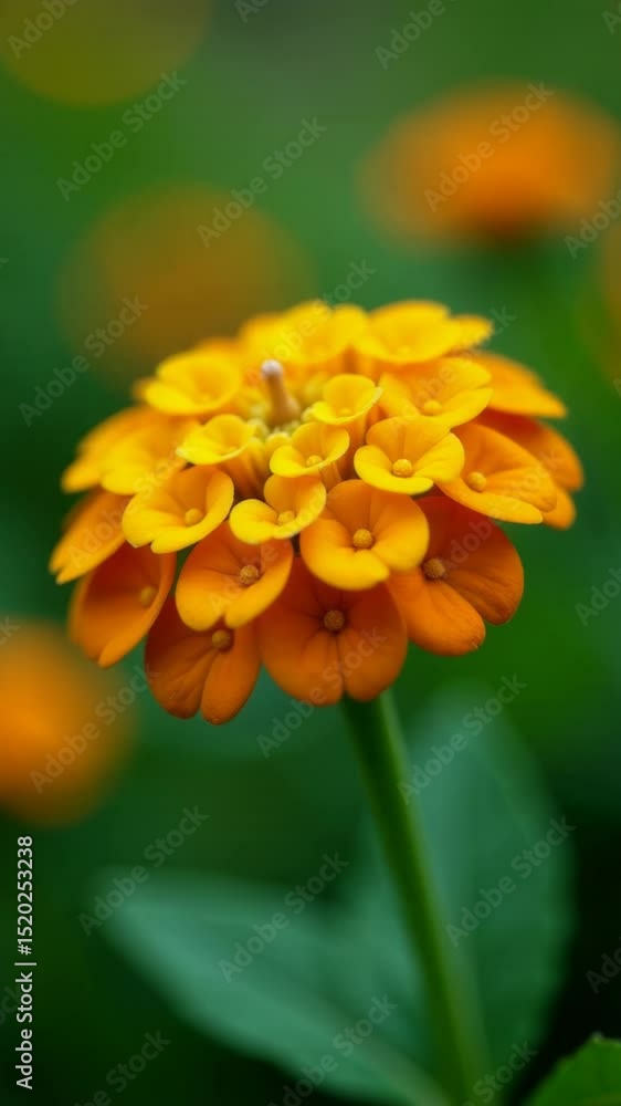 Poster a close-up view of a bright yellow flower with green leaves, ideal for use in illustrations or as a 