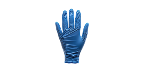 Blue Nitrile Glove. Medical And Hygiene Protection Concept Isolated On Transparent Background