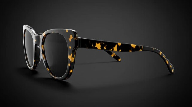 Sunglasses with patterned frames on a dark background, studio shot