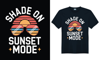 Colorful tropical sunset with ocean waves in sunglasses for stylish summer fashion design