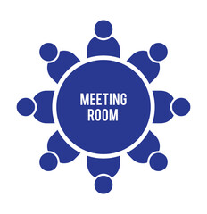 Meeting Icon. board meeting icon sign vector. Business teacher icon pointing at board with audience in silhouette style on Transparent Background. EPS 10.