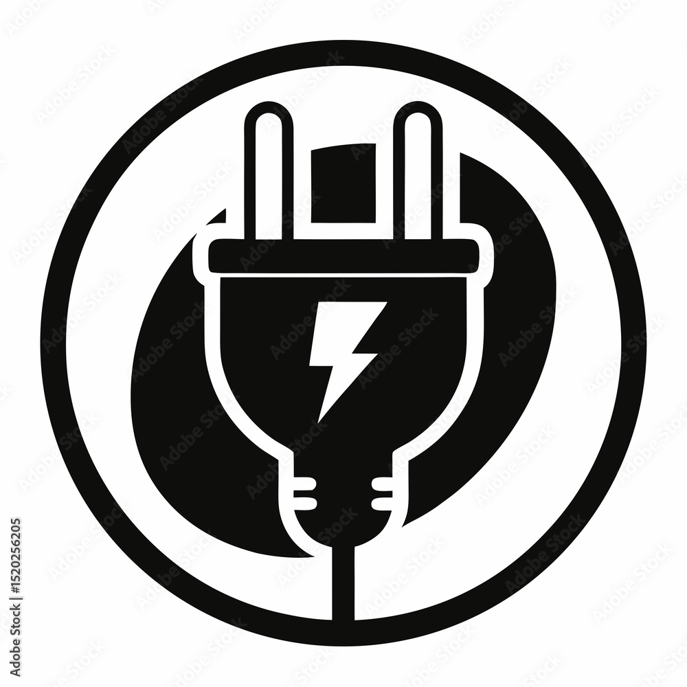 Poster plug and socket vector icon illustration silhouette graphics design image white background