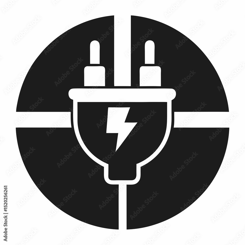 Poster plug and socket vector icon illustration silhouette graphics design image white background