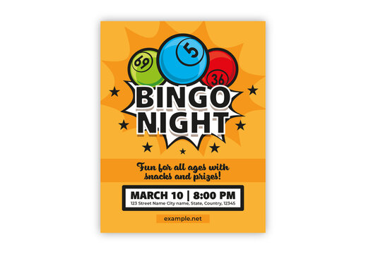 Colorful Bingo Night Party Lottery Tickets Event Poster