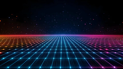 Glowing Digital Grid Futuristic Background