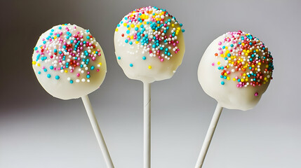 Three Colorful Cake Pops On Sticks